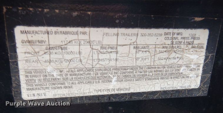 image for item DR0361 2002 Felling FT20  equipment trailer