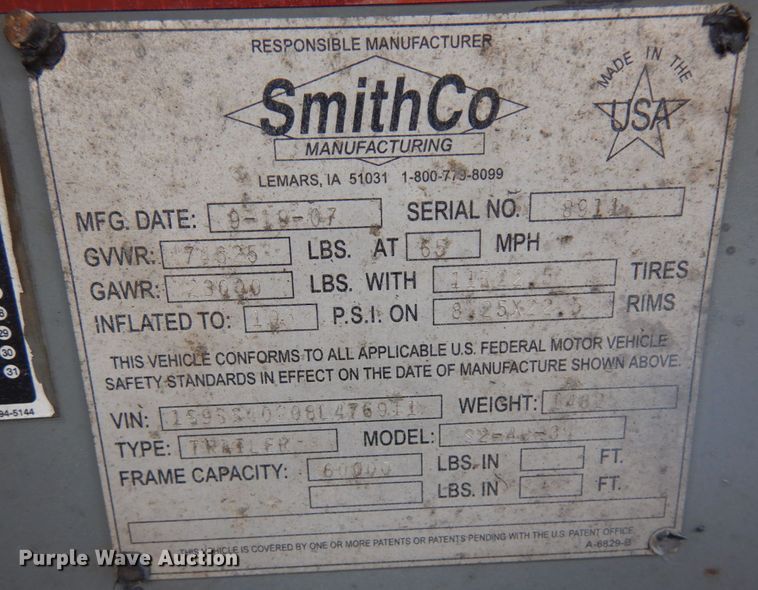 image for item DR0362 Smithco 2S-40-34  side dump trailer