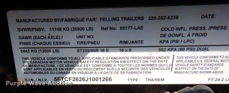 image for item DR0386 2018 Felling FT-24-2LP  equipment trailer