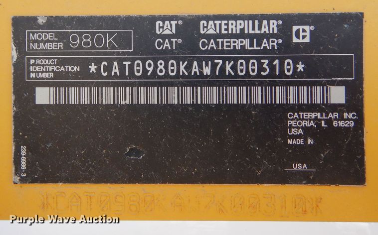image for item DR1173 2011 Caterpillar 980K  wheel loader