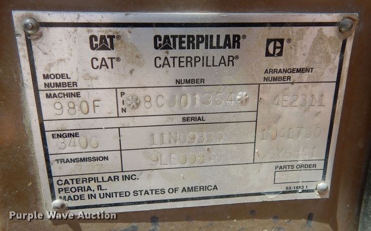 image for item DR1174 1994 Caterpillar 980F  wheel loader
