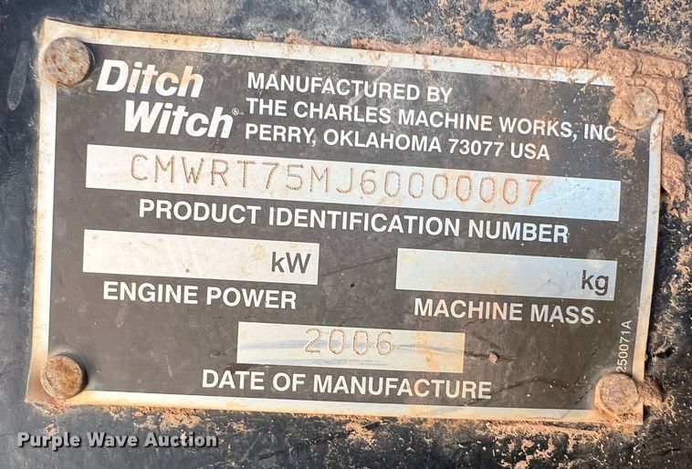 image for item DR1478 2006 Ditch Witch RT75  trencher