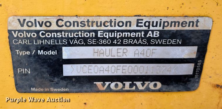 image for item DS7050 2011 Volvo A40F  haul truck