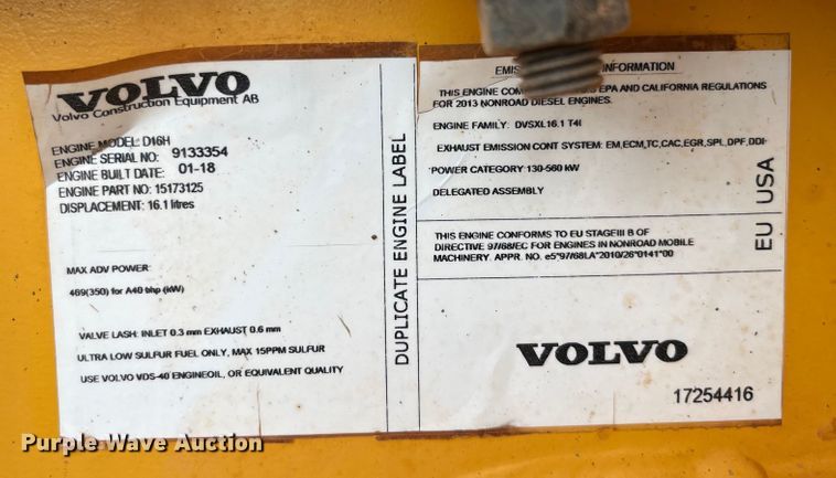 image for item DS7050 2011 Volvo A40F  haul truck