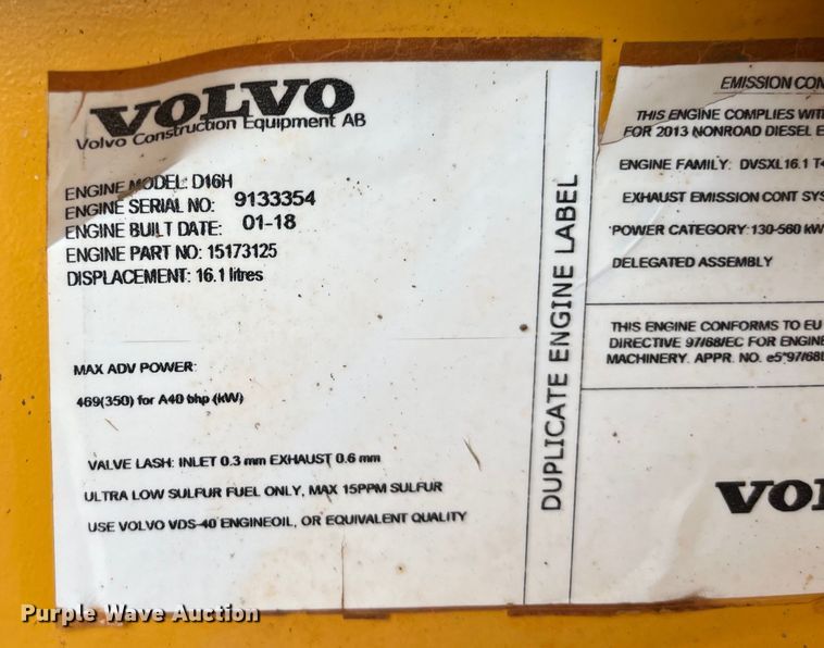 image for item DS7050 2011 Volvo A40F  haul truck