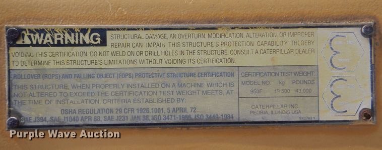 image for item EV9380 1991 Caterpillar 950F  wheel loader