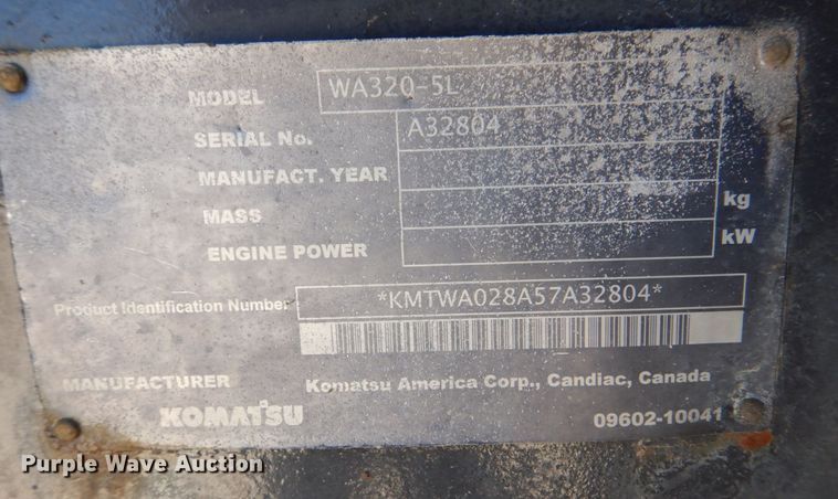 image for item EV9381 2006 Komatsu WA320-5L  wheel loader