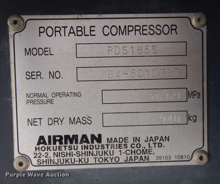 image for item JH9853 Airman PDS185S  air compressor