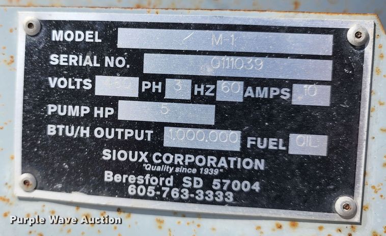 image for item KC9479 Sioux M-1  water heater