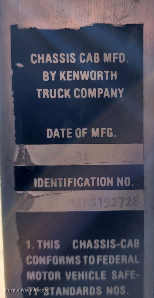image for item KC9496 1981 Kenworth W900A  vacuum truck