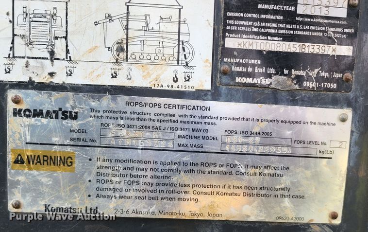 image for item KF9065 2013 Komatsu D51PX-22  dozer
