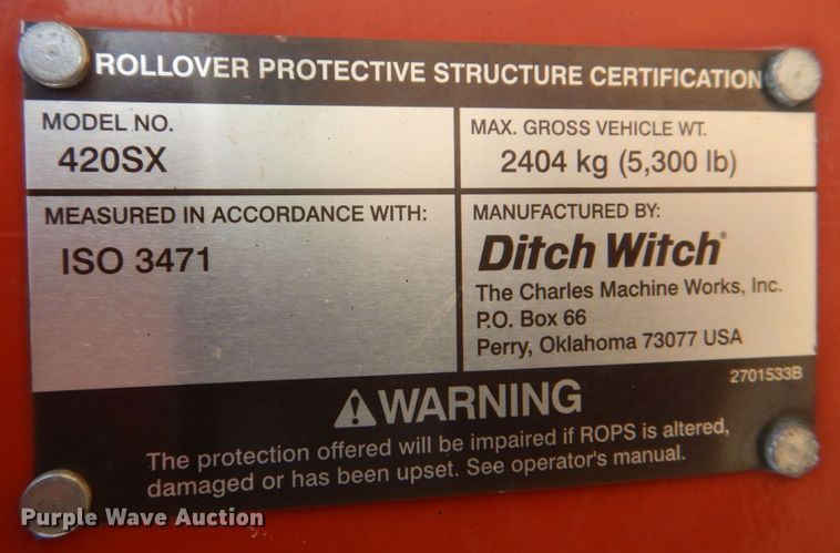 image for item MF9066 2007 Ditch Witch 420SX  cable plow