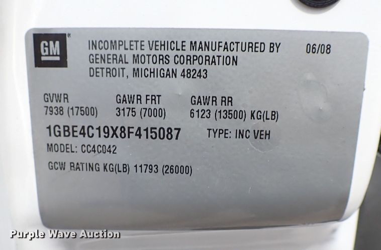 image for item MF9345 2008 Chevrolet C4500  bucket truck