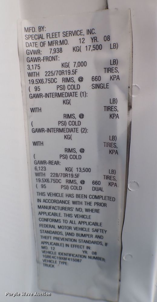 image for item MF9345 2008 Chevrolet C4500  bucket truck