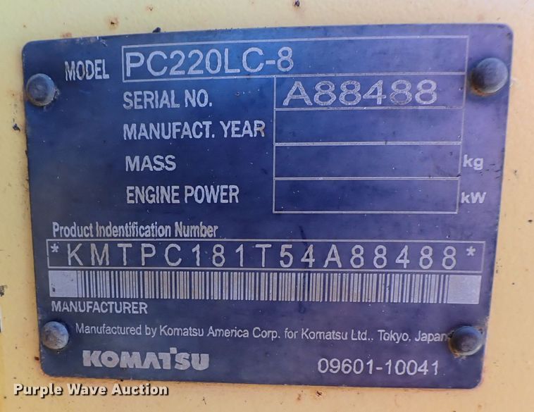 image for item MF9376 2007 Komatsu PC220LC-8  excavator