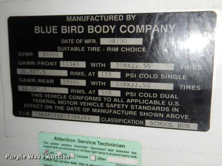 image for item DK0908 2001 Blue Bird TC2000  school bus