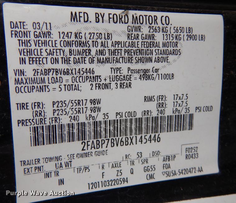 image for item DK0948 2011 Ford Crown Victoria Police Interceptor