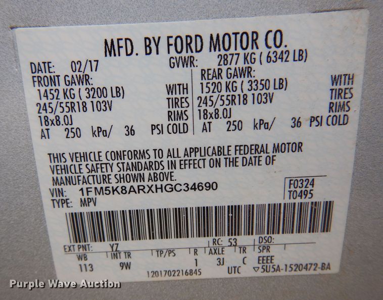 image for item DK0950 2017 Ford Explorer Police Interceptor  SUV