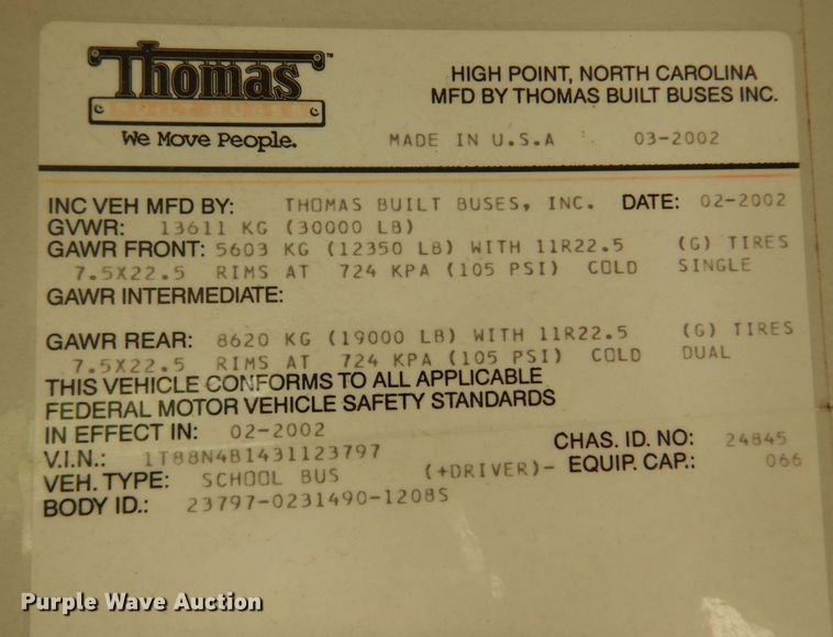 image for item DK0955 2003 Thomas  school bus