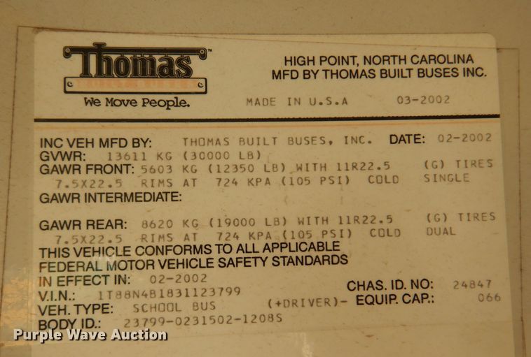 image for item DK0956 2003 Thomas  school bus