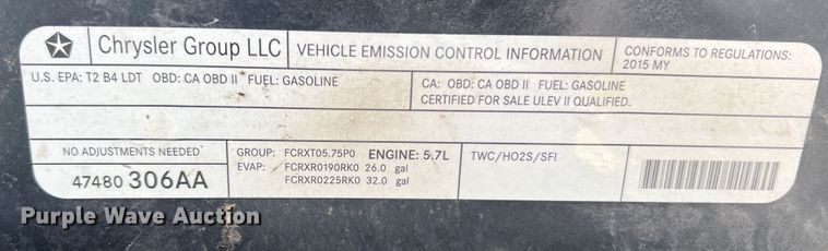 image for item DL4254 2015 Dodge Ram 1500  Crew Cab pickup truck