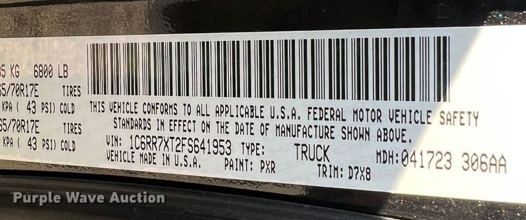 image for item DL4254 2015 Dodge Ram 1500  Crew Cab pickup truck