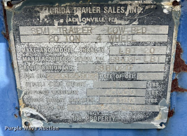 image for item DL4255 1969 Florida LBT20  drop deck trailer