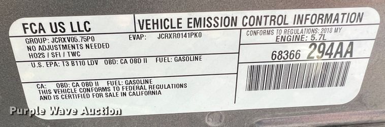 image for item DL4258 2018 Dodge Charger Police