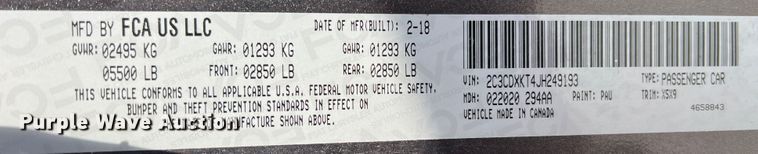 image for item DL4258 2018 Dodge Charger Police