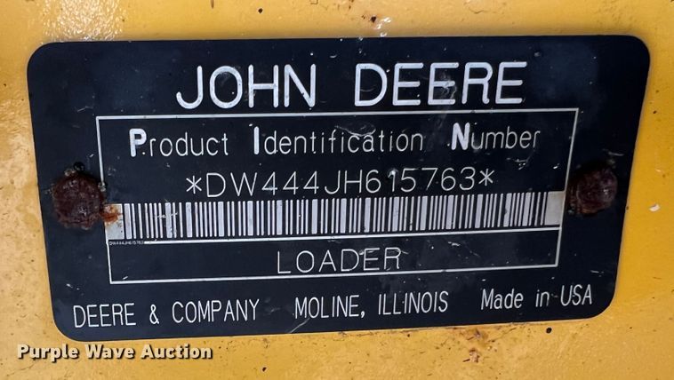 image for item DL4278 2007 John Deere 444J  high lift wheel loader