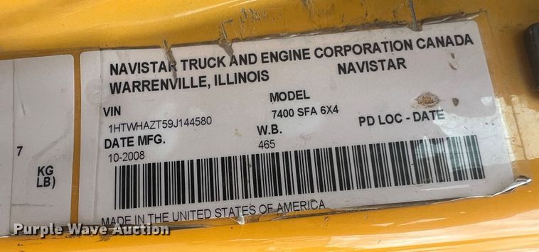 image for item DL4279 2009 International WorkStar 7400  dump truck