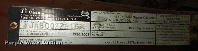 image for item DN1526 1992 Case 580 Super K  backhoe