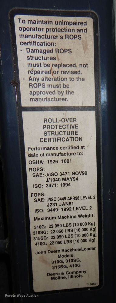 image for item DN7443 2001 John Deere 310SG  backhoe