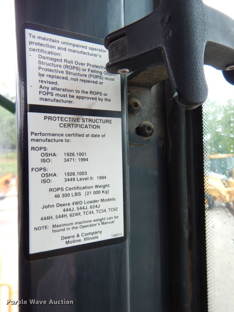 image for item DN7446 2007 John Deere 544J  wheel loader