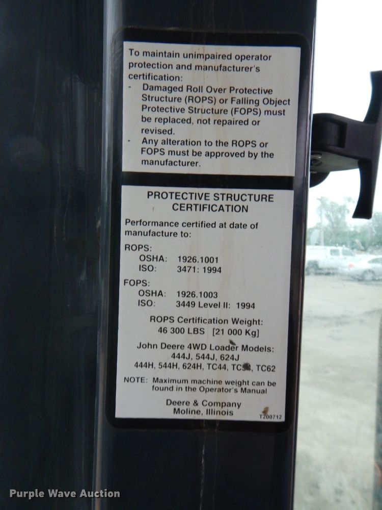 image for item DN7448 2005 John Deere 544J  wheel loader