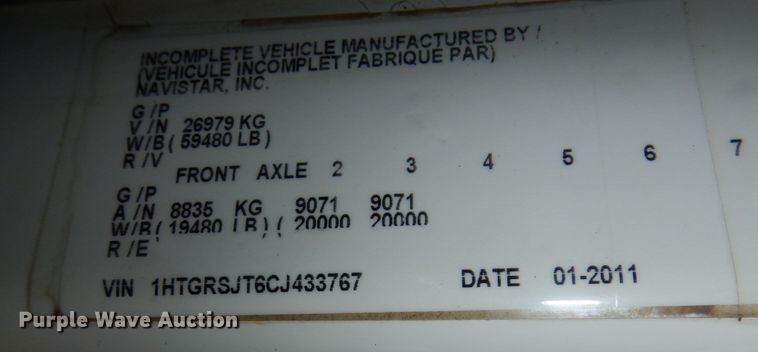 image for item DN7478 2012 International WorkStar 7600  dump truck