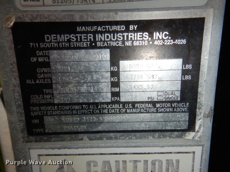 image for item DN7483 2010 Dempster  recycle trailer