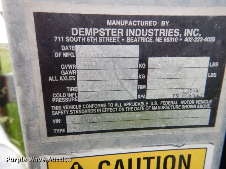 image for item DN7486 2008 Dempster  recycle trailer