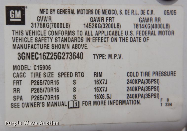 image for item DP3995 2005 Chevrolet Suburban  SUV