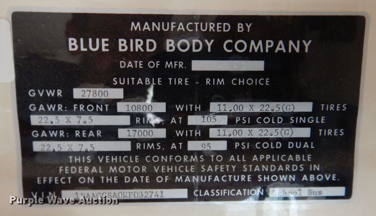 image for item DP3998 1989 Blue Bird TC2000  school bus