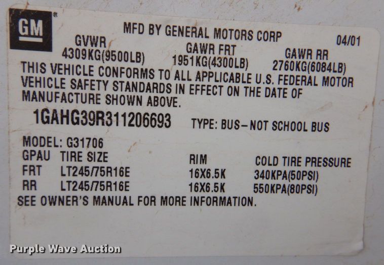 image for item DP4000 2001 Chevrolet Express 3500  van