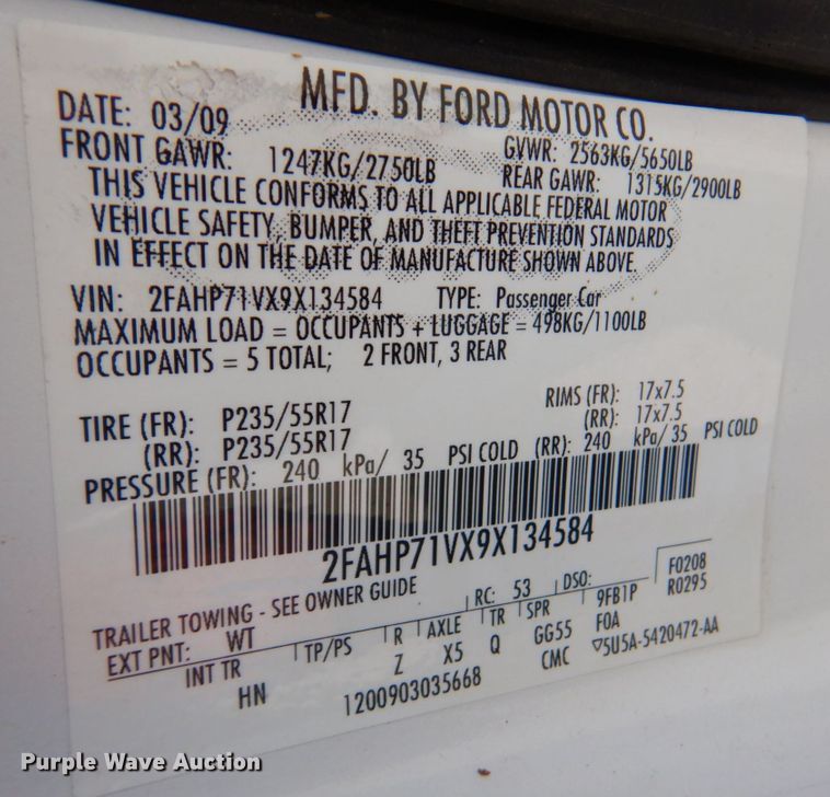 image for item DP4187 2009 Ford Crown Victoria Police Interceptor