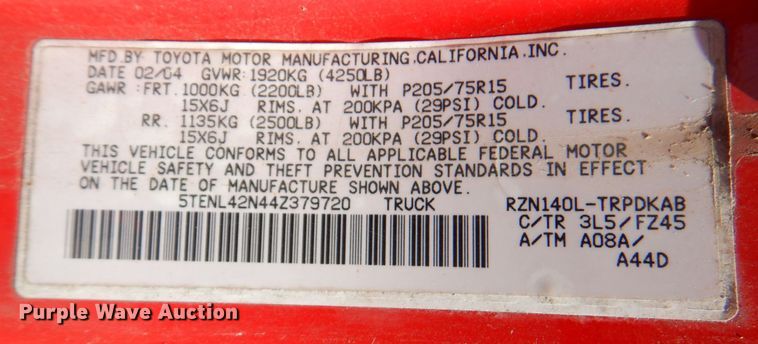 image for item DP4188 2004 Toyota Tacoma  pickup truck