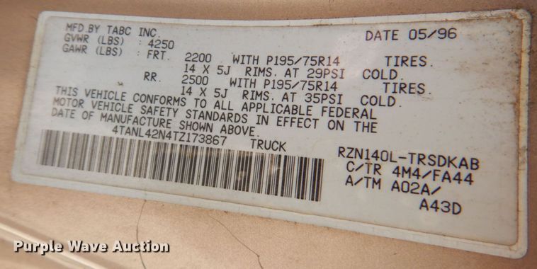 image for item DP4189 1996 Toyota Tacoma  pickup truck