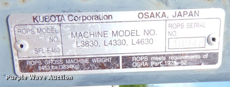 image for item DP4192 Kubota L3830D  MFWD tractor