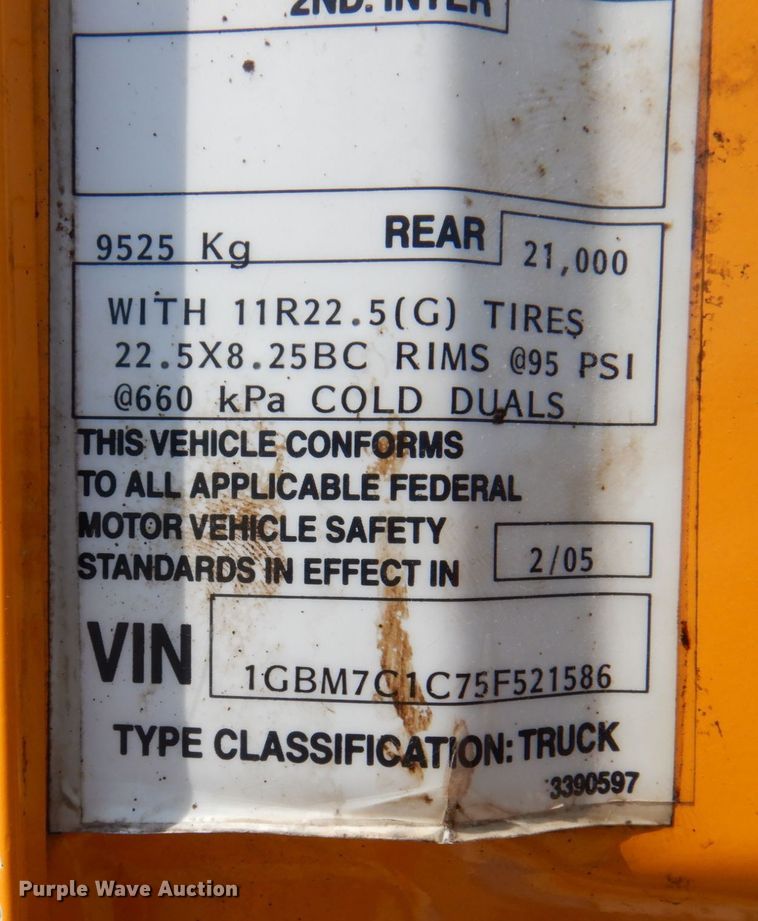 image for item DP5496 2005 Chevrolet C7500  oil distributor truck