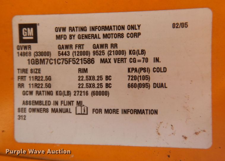 image for item DP5496 2005 Chevrolet C7500  oil distributor truck