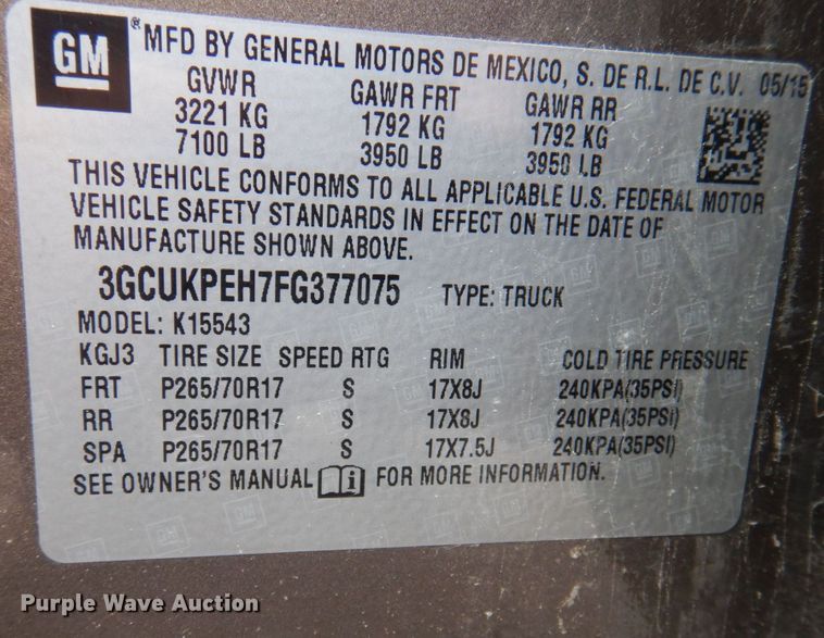 image for item DP5547 2015 Chevrolet Silverado 1500  Crew Cab pickup truck