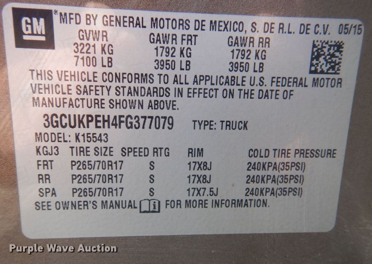 image for item DP5548 2015 Chevrolet Silverado 1500  Crew Cab pickup truck