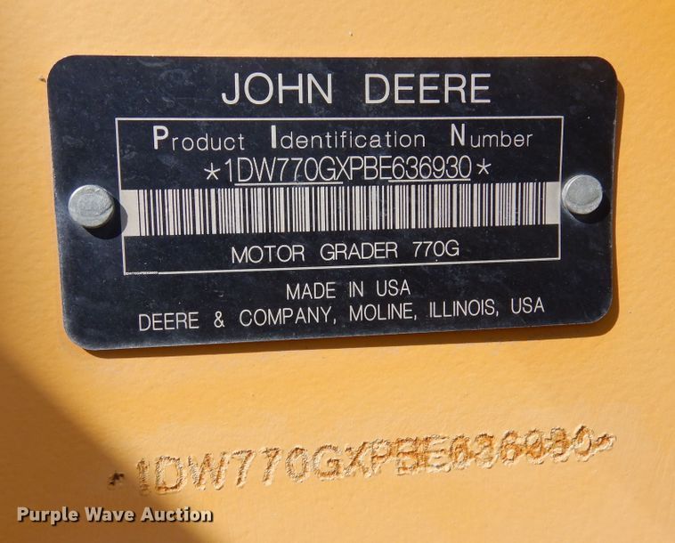 image for item DR1194 2011 John Deere 770G  motor grader